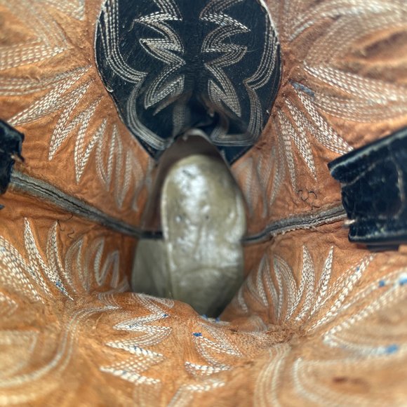 Vintage Custom Pre Ban Sea Turtle Mens 10D Black Western Cowboy Boots - Picture 10 of 13